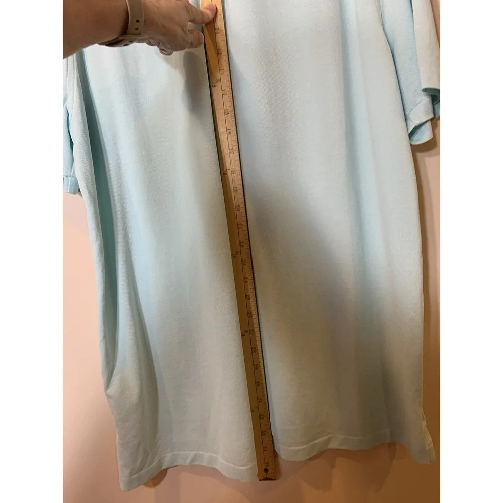 Ralph Lauren Knit Oxford‎ Shirt Mens XL Aqua Blue Short Sleeve Cotton Flesh Pony
